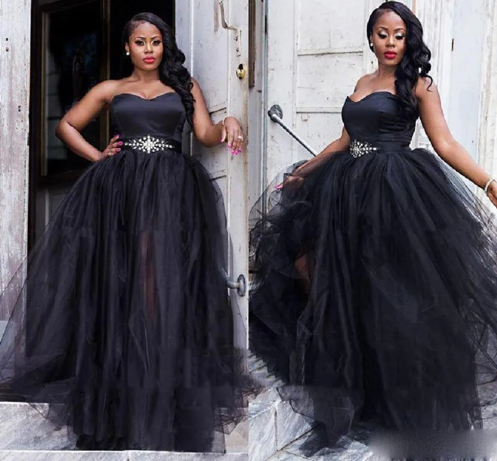 Crystal Sweetheart Plus Size Black Black Tulle Prom Dress For Formal Evening  Events Saudi Arabic Style Vestidos De Gala From Dress1950s, $97.09