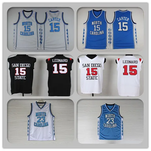 NCAA 23 Michael MJ Jersey North Carolina College Vince 15 Carter 1 McGrady Homens San Diego Estado Astecs 15 Kawhi Leonard 2 Jerseys de basquete