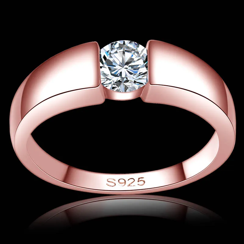 Upuść wysokiej jakości Rose Gold wypełnione kamieniem cyrkon Pierścień Top Design Bande zaręczyny miłośnicy diamentowej pierścień dla kobiet Men1913