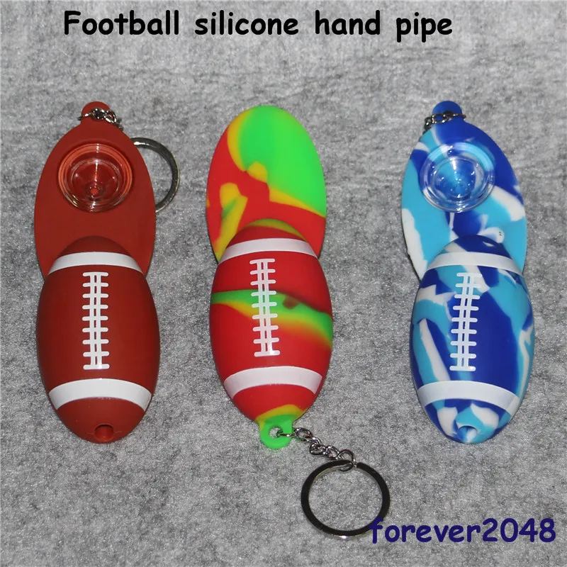 Sleutelhanger Voetbalvorm Mini-rokende pijpen met schroefdeksel Handtabak Sigarettenpijpen Siliconen Handleidingen