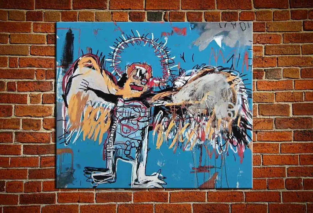 Jean Michel Basquiat "Düşmüş melek" El Yapımı Yağlıboya Oturma Odası Duvar Dekorasyonu Için Tuval Üzerine