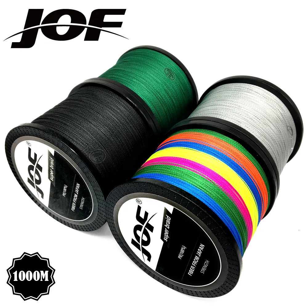 Jof Linha de pesca de marca 1000m PE Multifilamentar linha de peixe trançada 4 fios 10lb-80lb carpa pescar corda cabo de pescar tackle t191016