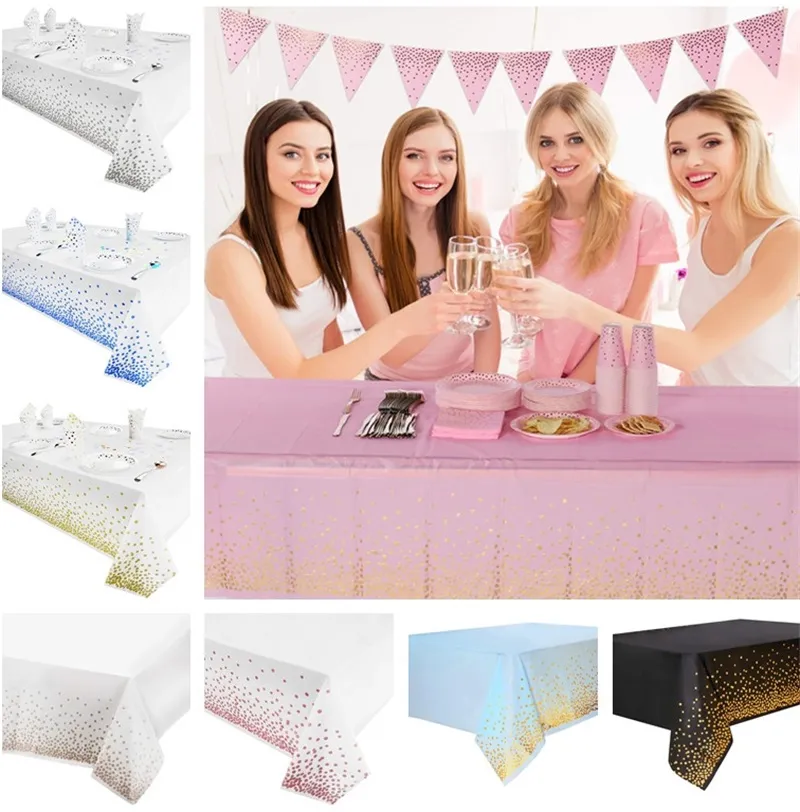 Disposable Table Cloth 11 Colors Party Tablecloth Dot Rectangular Plastic Table Cover For Graduation Birthday And Cocktail Party