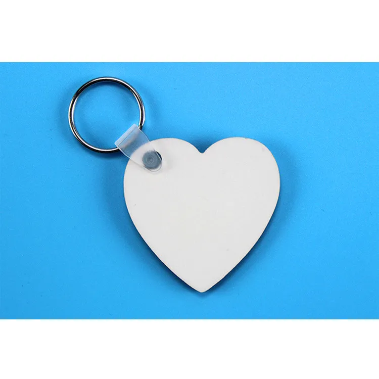 Mode dubbelsängar Skriv ut DIY OEM Sublimering Trä Square Heart Shaped Key Rings Vit Blank MDF Nyckelring för värmepressmaskin 2019