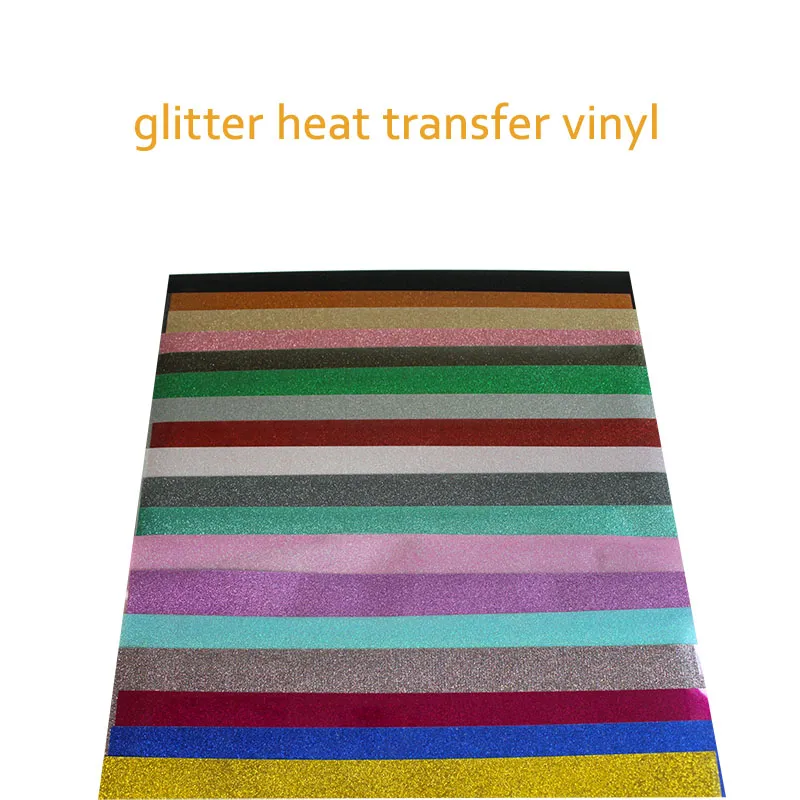 Gratis verzending 18 vellen 12 "x20" / 30cmx50cm Glitter warmteoverdracht vinyl warmtepers T-shirt strijken op htv afdrukken verkoop!