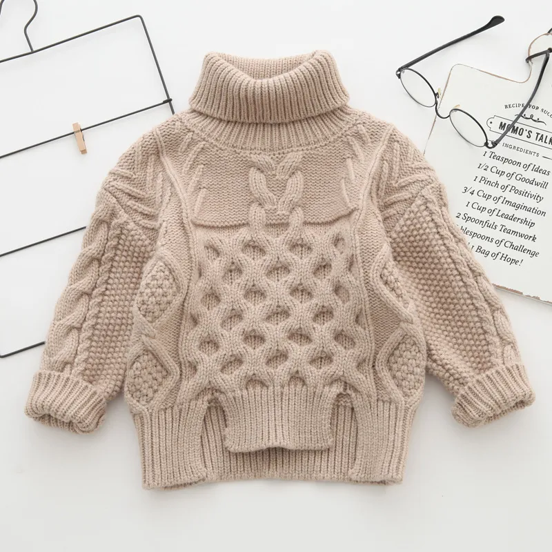 2019 осень зима детская одежда Детские мальчики девочки вязаные свитера твердые толстые милые свитера для девочек большие дети пуловеры