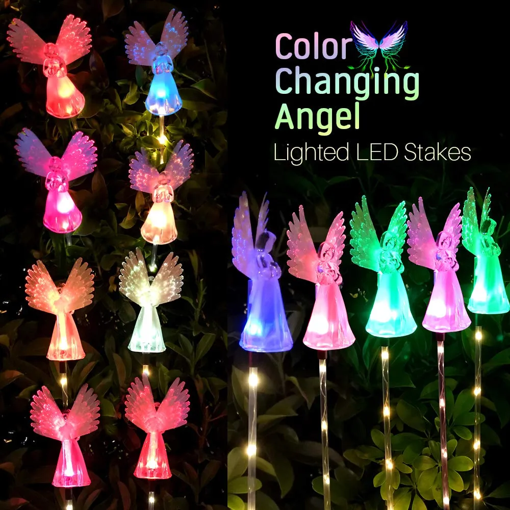 Lot de 8 lumières d'ange solaires d'extérieur, lumière décorative à énergie solaire pour décorations de jardin, cadeaux de pendaison de crémaillère.