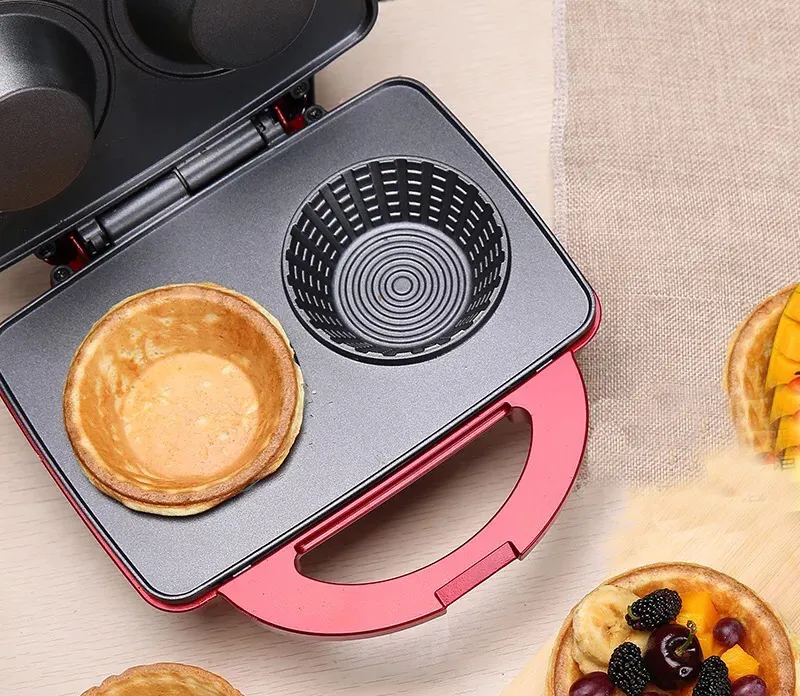 Mini gofrera eléctrica con enchufe europeo, aparato de cocina de 220V, para  hacer gofres con forma