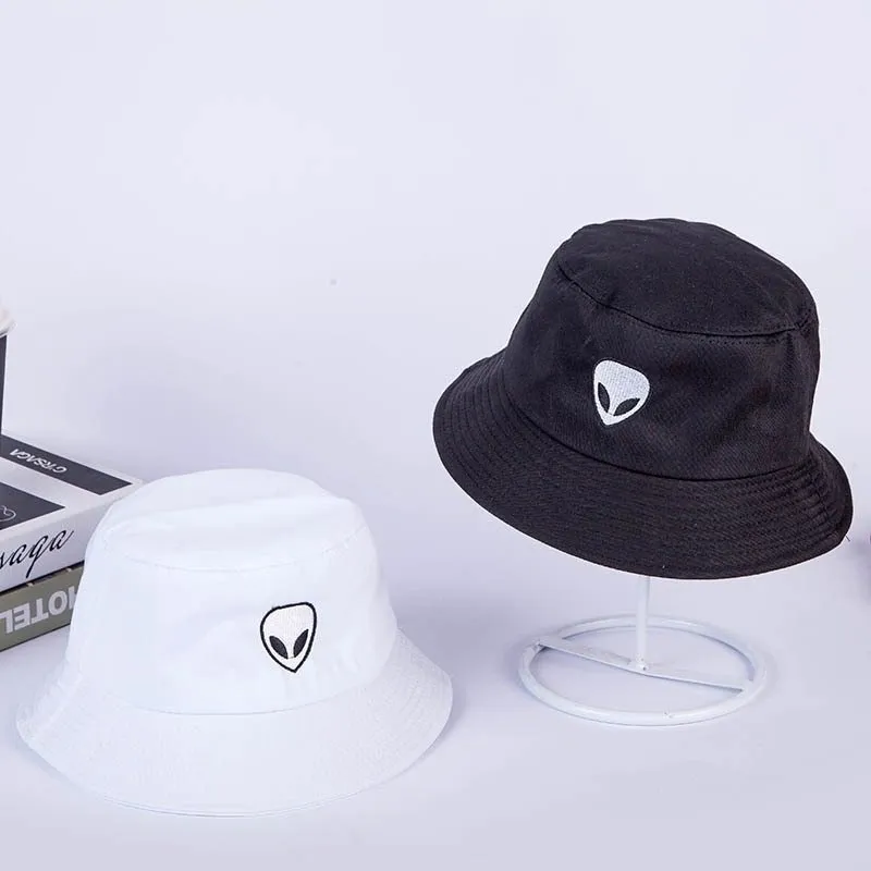 Sombrero del Pescador Bucket Hat Al Aire Libre Visera Unisexo,Extraterrestre Bordado Hombres y Mujeres Hip Hop Visera Hat