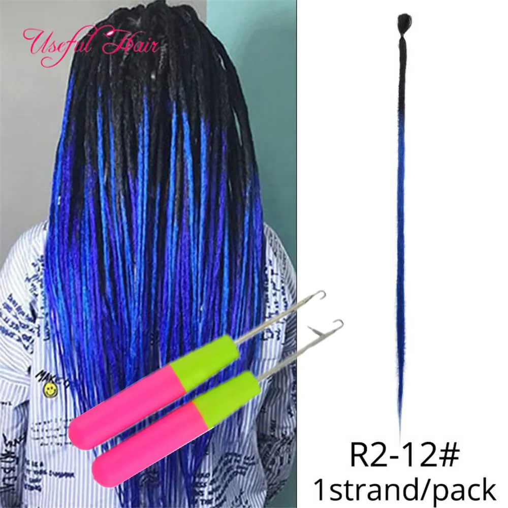 Synthetische vlechten haarextensies 20 inch ombre bruin kleur handgemaakte cool zachte rechte dreadlocks faux locs haak vlechten haar