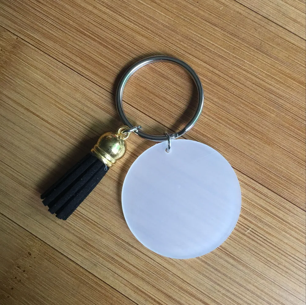 Multi Colored 4cm Blank Disc Blank Acrylic Keychains With Suede Tassel Vinyl  Keyring Gold/Silver Monogrammed Clear Acrylic Disc From Huangvip, $13.32