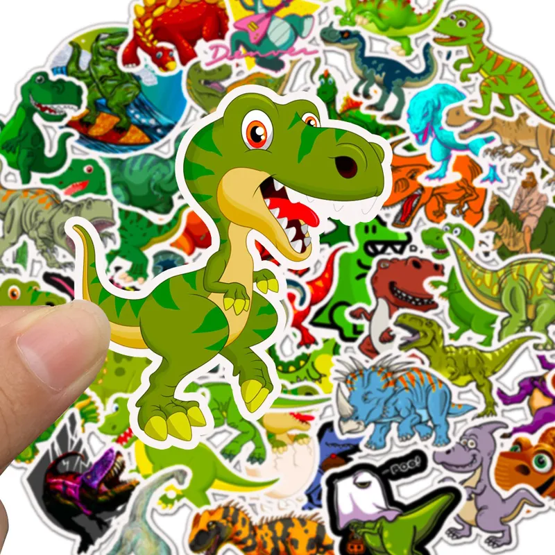 50PCS / مجموعة لطيف الكرتون الديناصورات الديناصور ملصقات للماء لصندوق رصاص محمول الأمتعة لعب اطفال عشاق الديناصور هدية