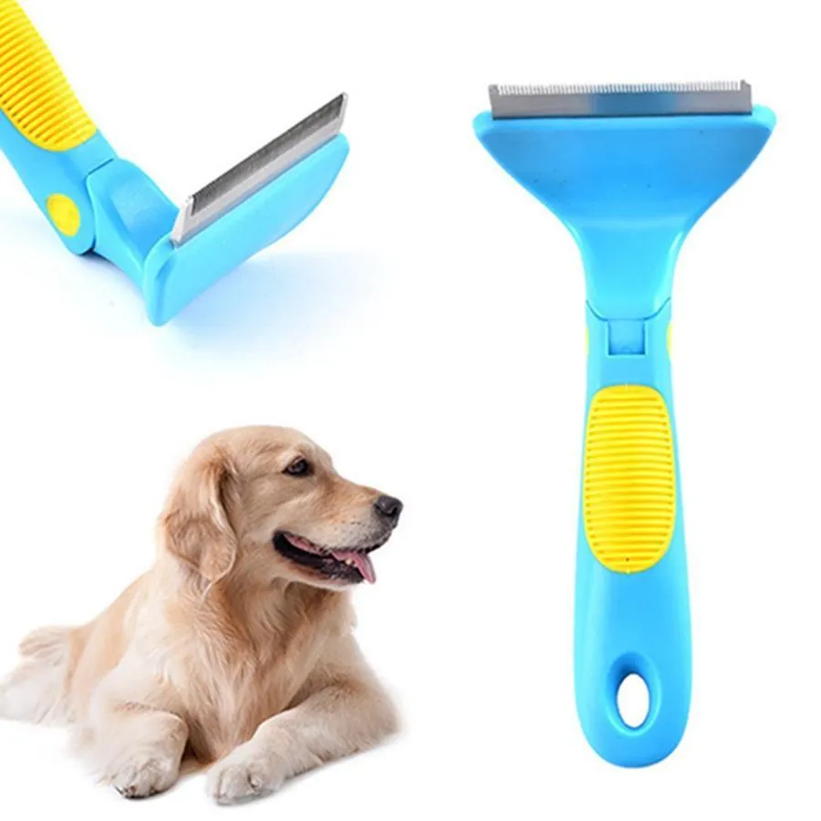 Partihandel Rostfritt stål Praktisk multifunktionell enkel öppen knutkam Plastlasthandtag Justerbar Pet Dog Grooming Comb DH0629