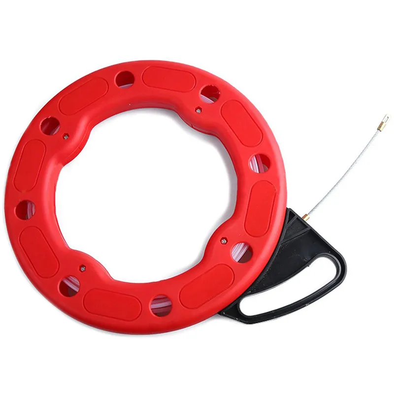 Freeshipping 30M FRP Fish Belt Reel Puller Duct Air Duct Puller Cable Cable Red Duct Rodrigue Line Machine Puller
