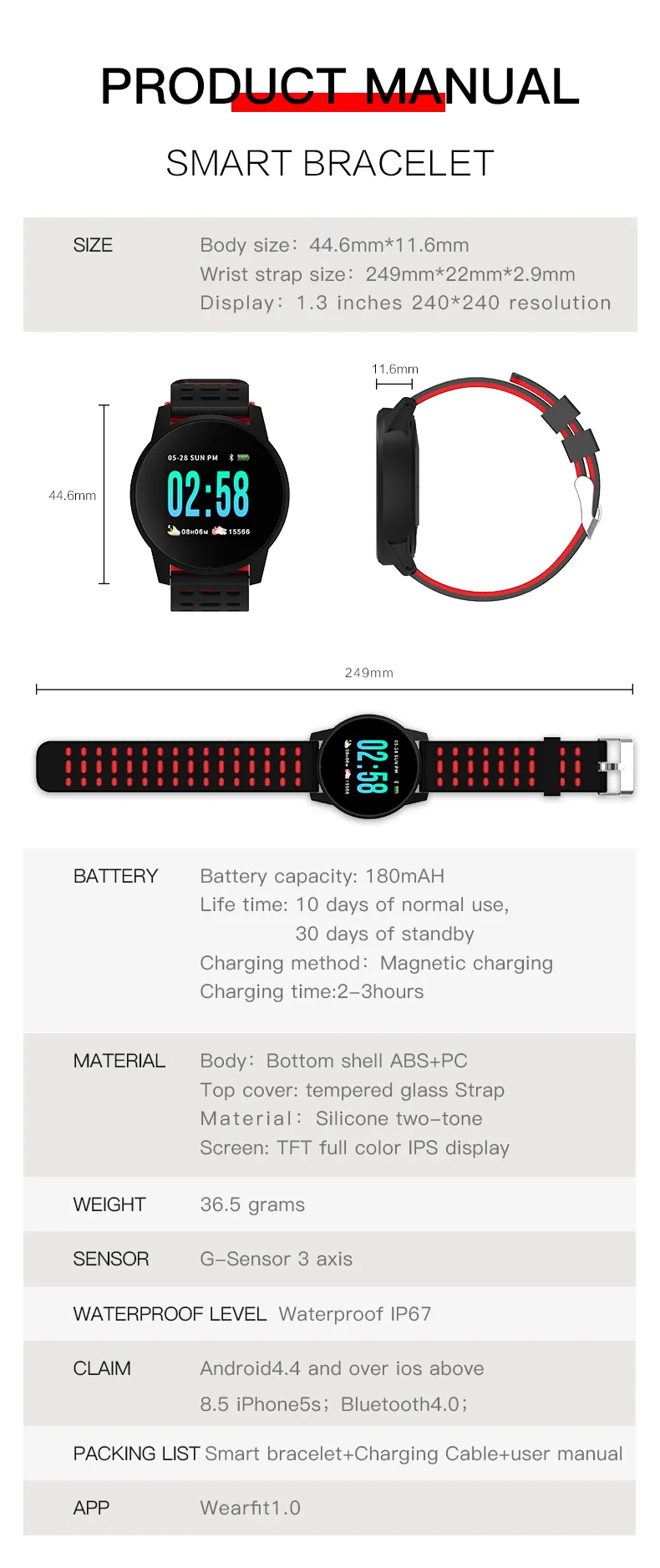 SANDA Smart Watch A6 IP67 Waterproof Bluetooth Heart Rate Blood Pressure  Health Bracelet Men Women Smartwatch for IOS Android - AliExpress