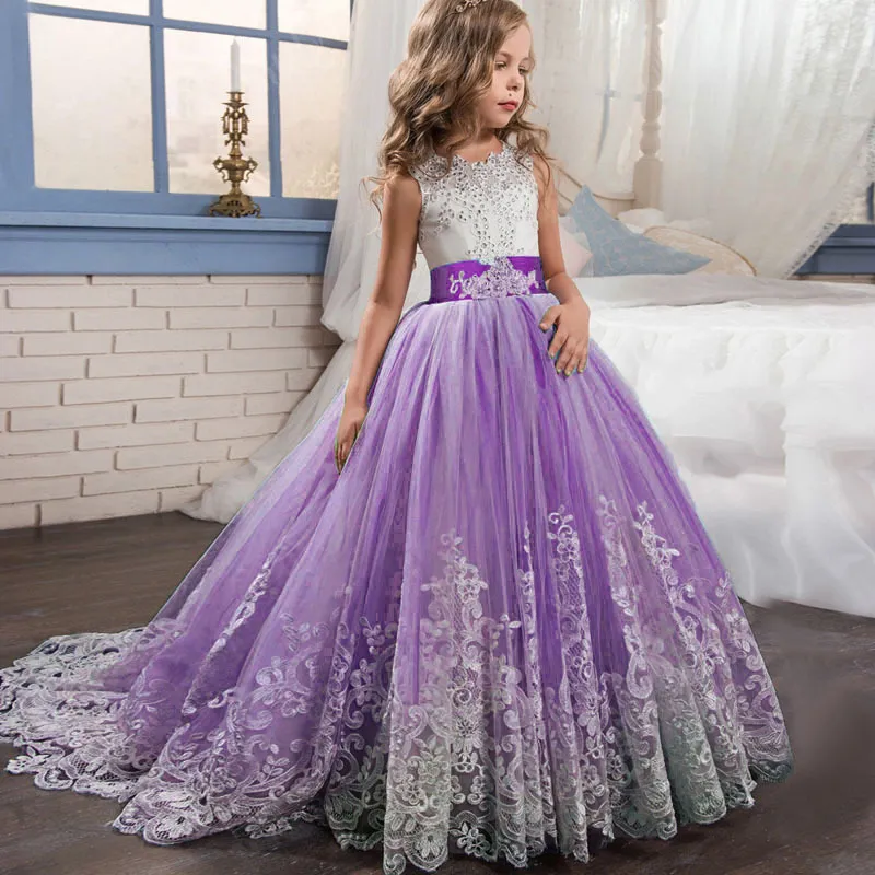 Girls Elegant Princess Dress 4 TO14 Years Girls Wedding Dresses
