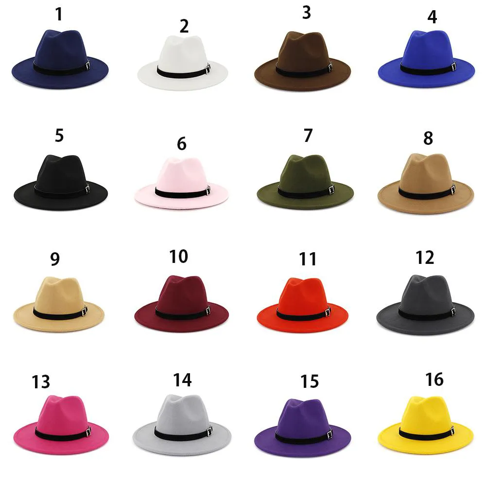 Wool Felt Fedora Panama Hat Women Lady Wool Wide Brim Casual Outdoor Jazz Cap 16 colors