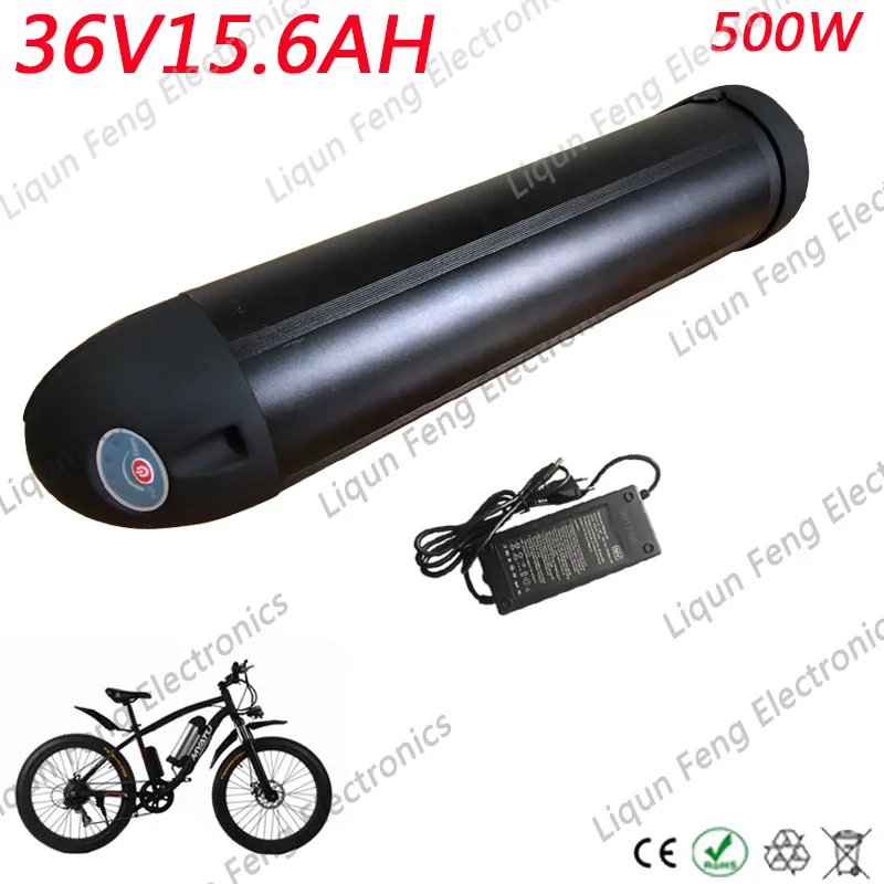 Motor de rueda de bicicleta eléctrica para vehículo eléctrico, 350W, 500W, batería de bicicleta, botella de agua de 36V, 15AH, batería de iones de litio con cargador de 2A.