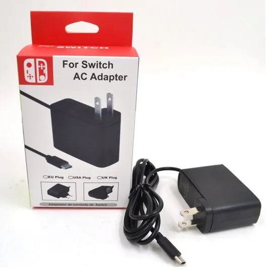 Carregador de adaptador AC de parede para viagem em casa para Nintendo Switch Adaptador de jogo NS 5V 2.4A EUA Plugue USB Tipo C Porta de carregamento