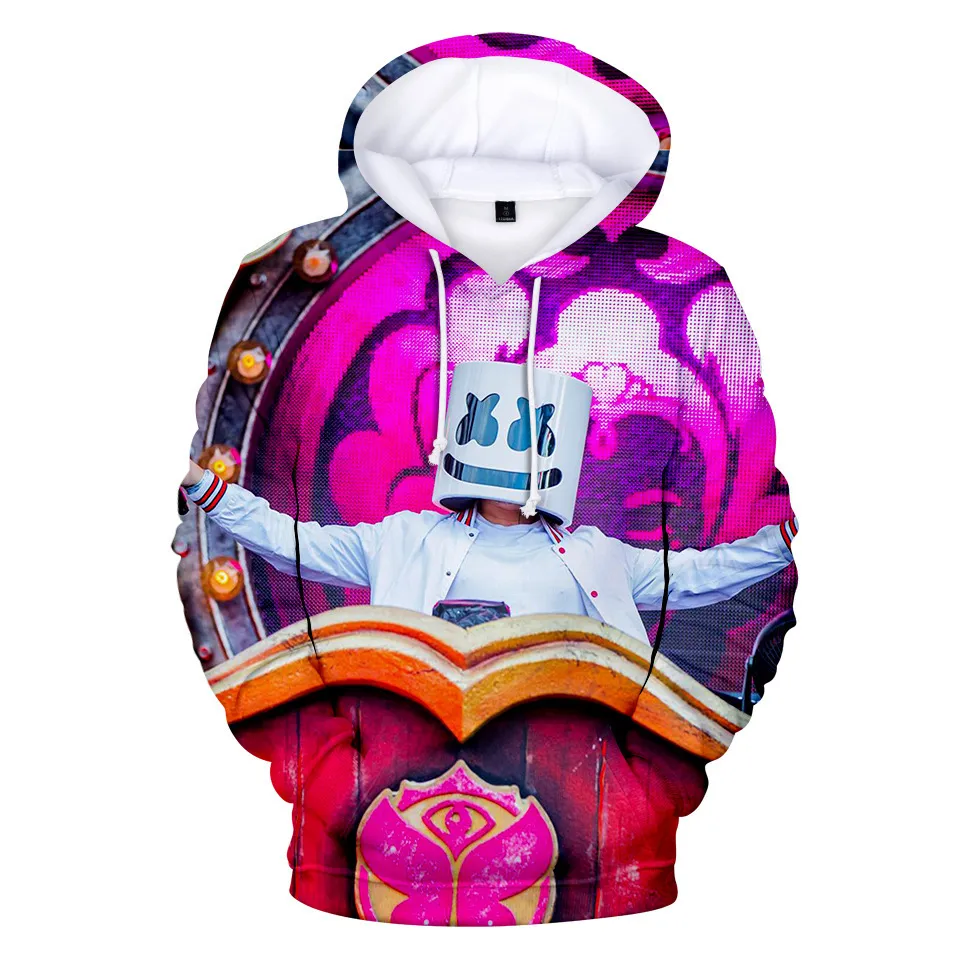 Dj marshmello 3d tryckt mode hoodies sweatshirts män kvinnor casual hoodies hajuku pullover hip hop kläder