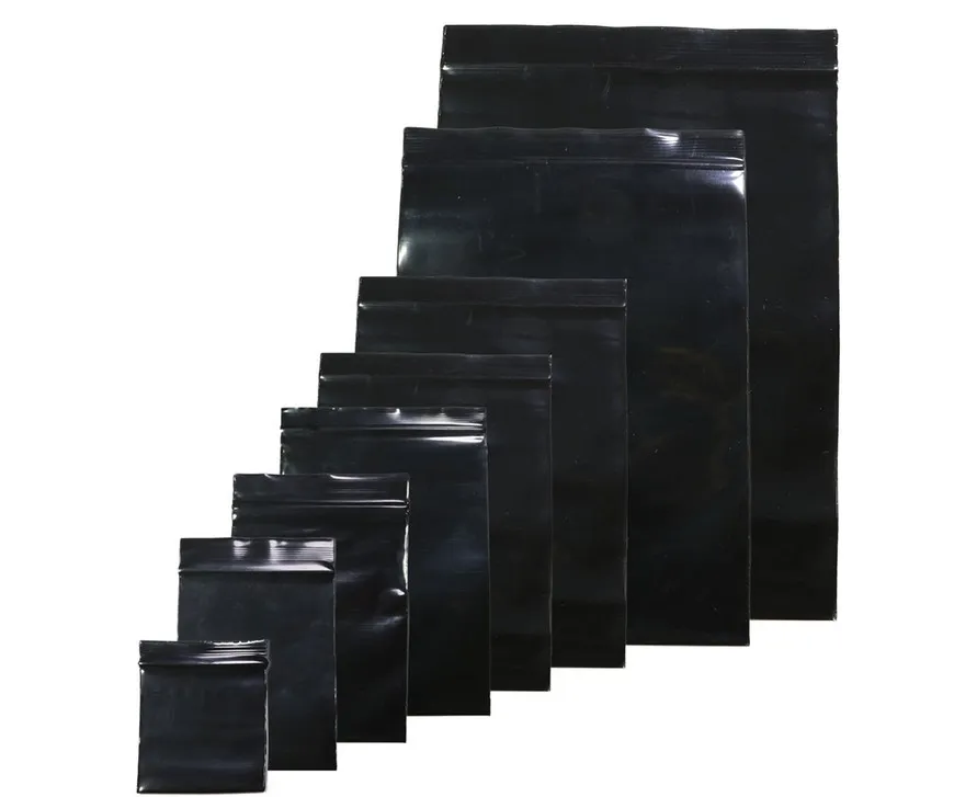 Black Color Self Sealing Plastic Bags poly bags zipper bags Black storage Packing Bag 10x15cm 20x30cm