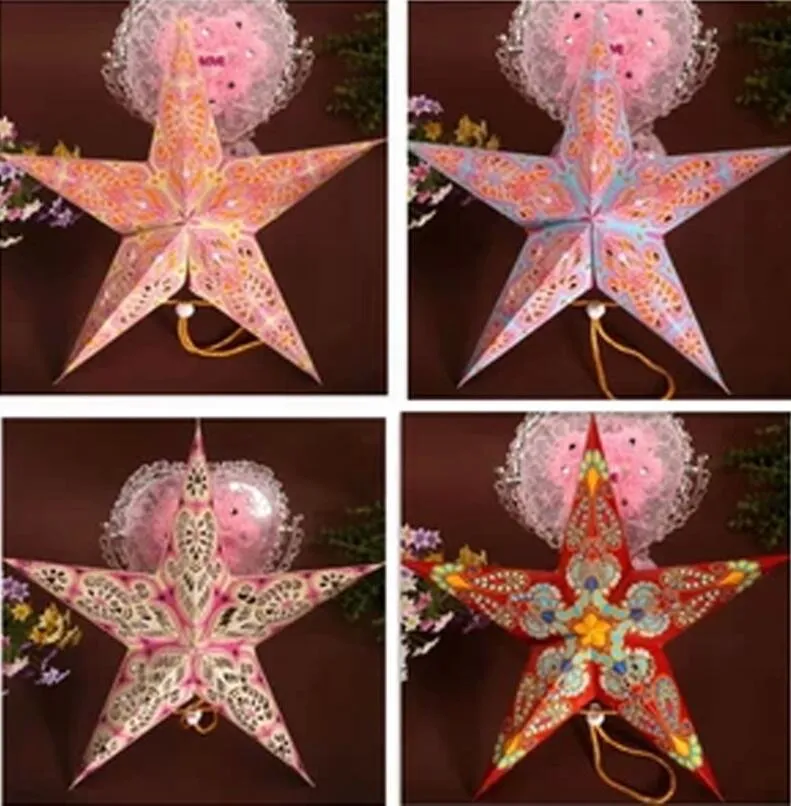 Paralume Di Carta A Stella 60 Cm – Decorazione Fai Da Te Per Natale, Matrimoni E Feste – Colori Glitter (Rosso, Verde, Multicolor)