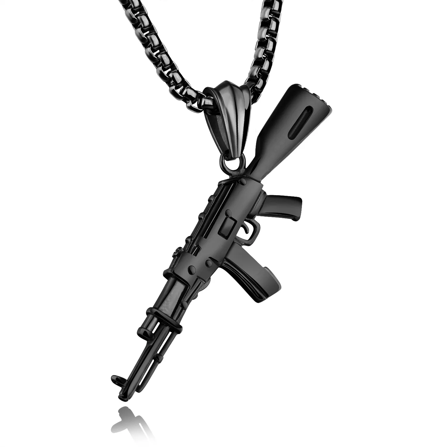 Nieuwe modeontwerper rock hiphop sieraden cool titanium staal overdreven pistool hanger ketting voor mannen