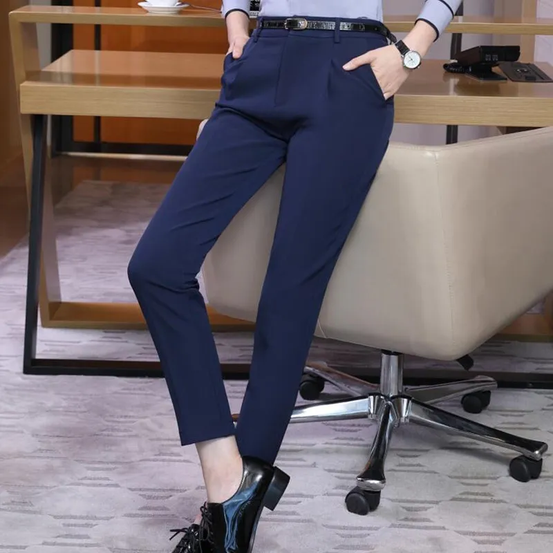 Elegant Women Tight Trousers Large New Ladies Formal Pants Navy Size Small  Blue Black Medium Pantalon Femme From Jhy688, $21.26