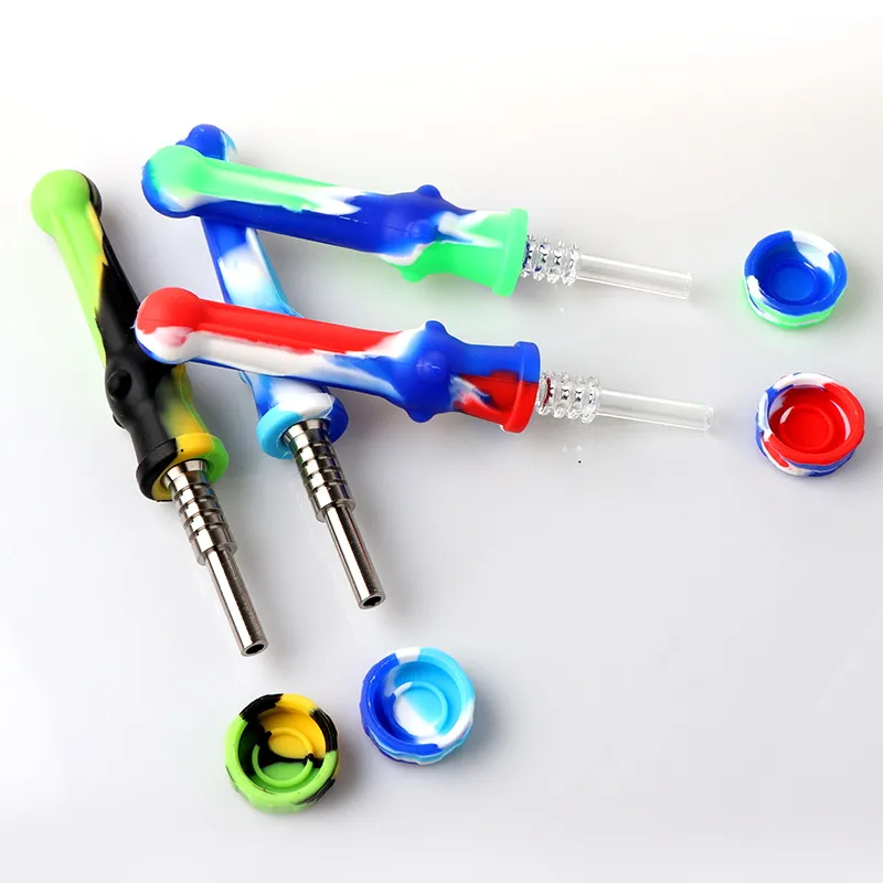 Silicone Nectar Kit Brand 14mm, Quartz Titanium Tips, Glass Bong Suction Mouthpiece From