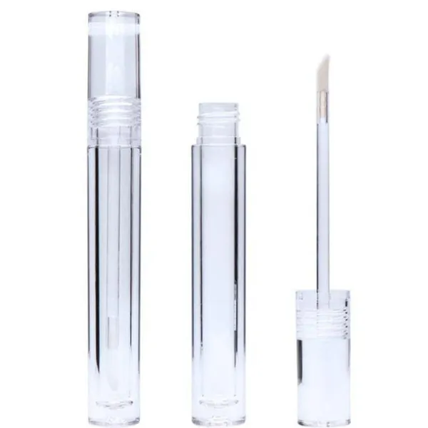 Nuevos tubos vacíos de brillo de labios de 7,8 ML, tubos redondos de brillo de labios de cristal transparente con varita, tubos vacíos de brillo de labios, envío rápido y transparente