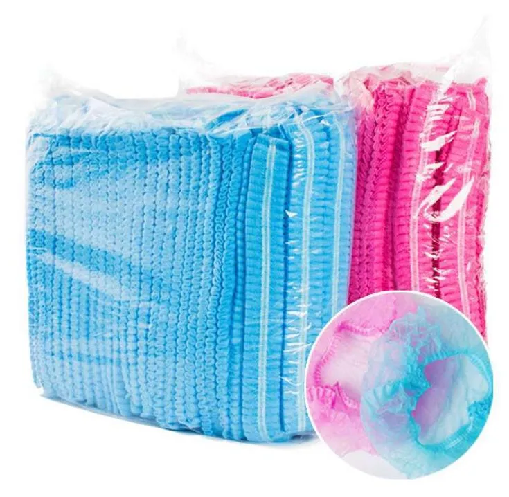 10000pcs / lot Non-tissé Jetable Bonnets De Douche Plissée Anti-Poussière Chapeau Femmes Hommes Bonnets De Bain pour Spa Salon De Coiffure Accessoires De Beauté SN4407