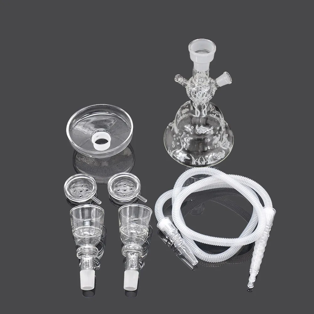 Narguilé Set Chicha Chicha Narguilé Les tubes de verre flexible Bol Shisha Narguilé Tuyau Bulle Mousse Boîte verre d'eau Bangs Pipes Accessoires