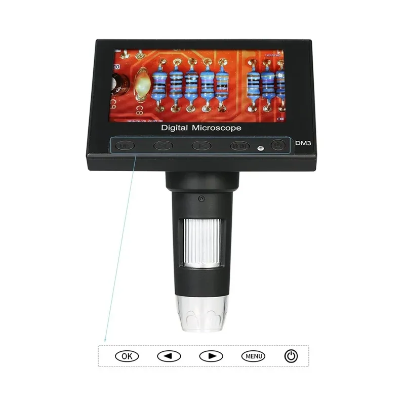 Freeshipping 500X Ampliação de 4.3 Polegada Display LED Microscópio Portátil 1080 P Levou Lupa Digital Com Suporte Para Placa de Circuito de Reparação