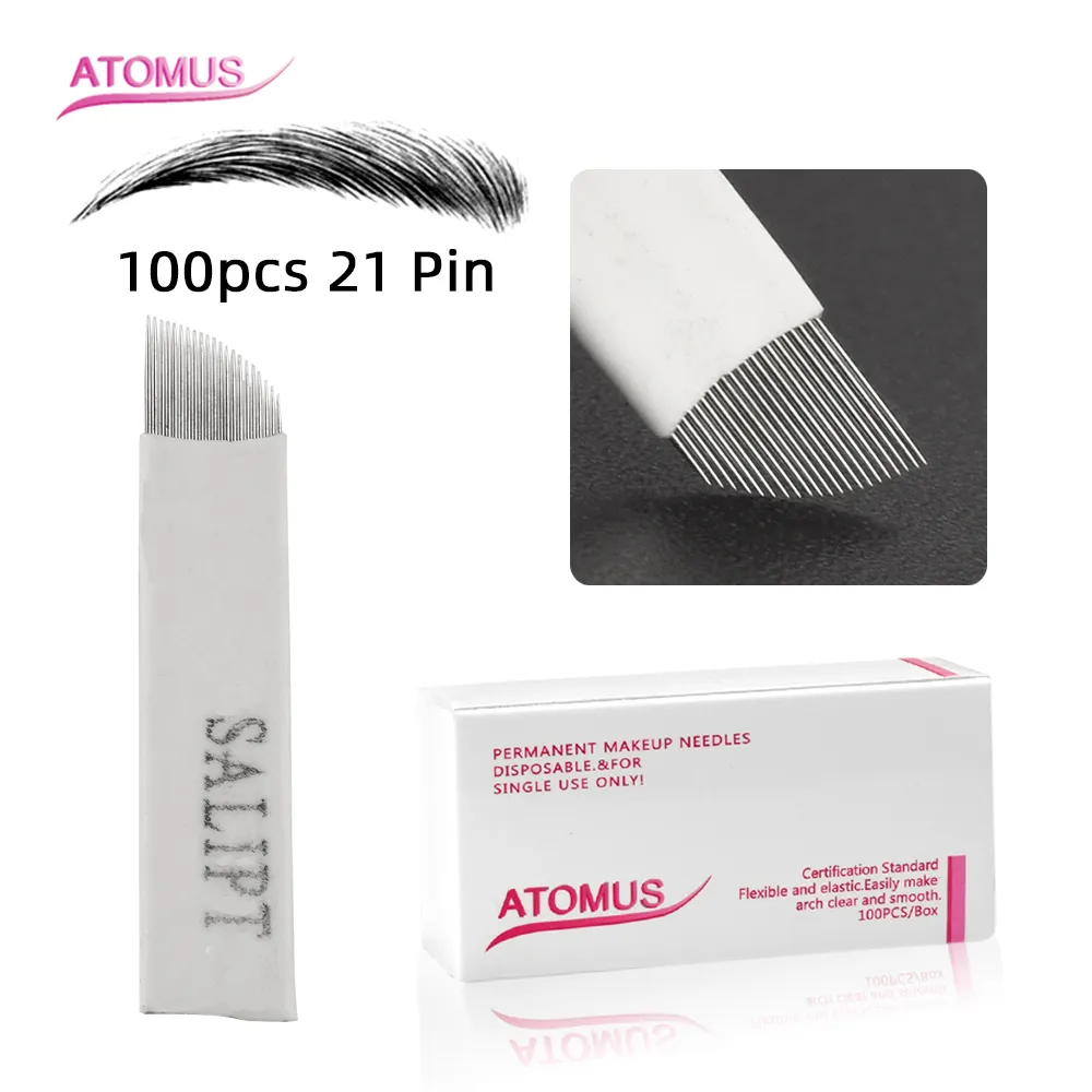 100 stks 21pin Tattoo Naalden Verwijdering Oog Brow Supply Tattoo Permanente Make-up Microblading Accessoires Disposable Tattoo Supply