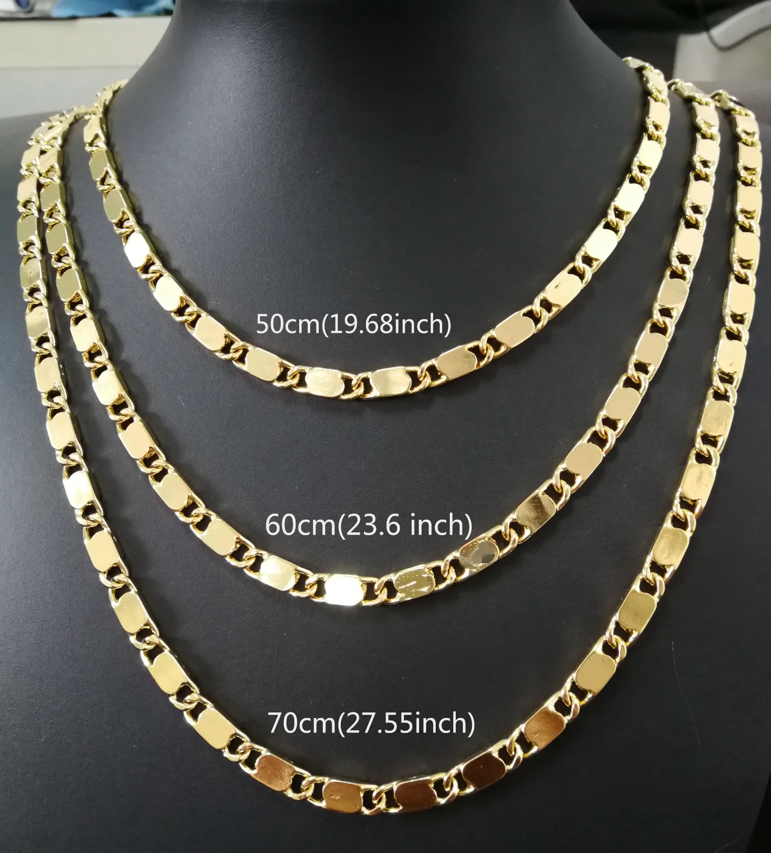 18k Real Gold Plated Chain 6 3mm Men Chain Necklace Women Chains 19 Inches 28 Inches2509
