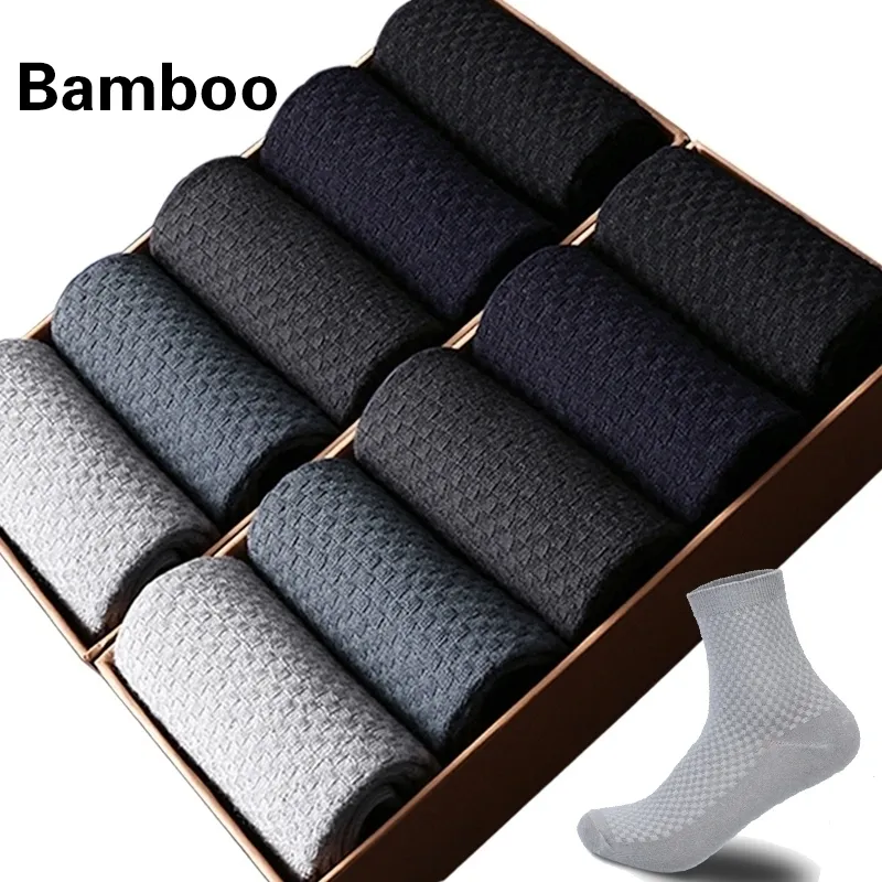 10 paar / partij mannen bamboe fiber sokken mannen compressie harajuku lange sokken zakelijke casual heren jurk sok voor geschenk plus size43-46 mx190719