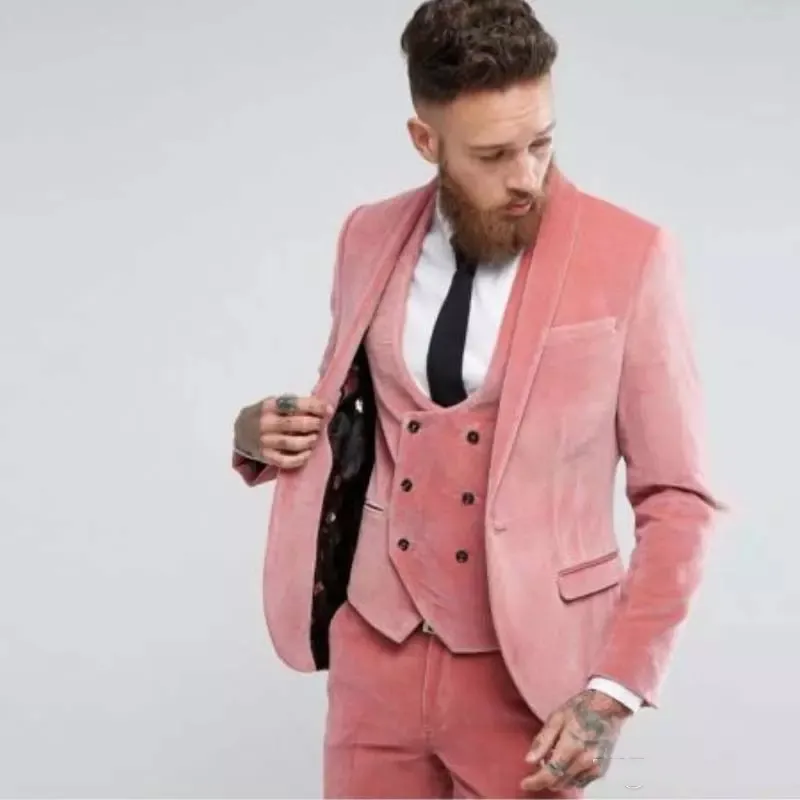 Fashionable One Button Groomsmen Shawl Lapel Groom Tuxedos Men Suits Wedding/Prom/Dinner Best Man Blazer(Jacket+Pants+Tie+Vest) A124