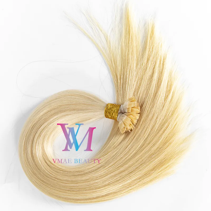 Single Drawn #60 #613 Blonde europäische flache Spitze, gerade, vorgebundene Echthaarverlängerungen aus reinem Remy-Keratin-Fusion, 2 g x 50, Stand 100 g