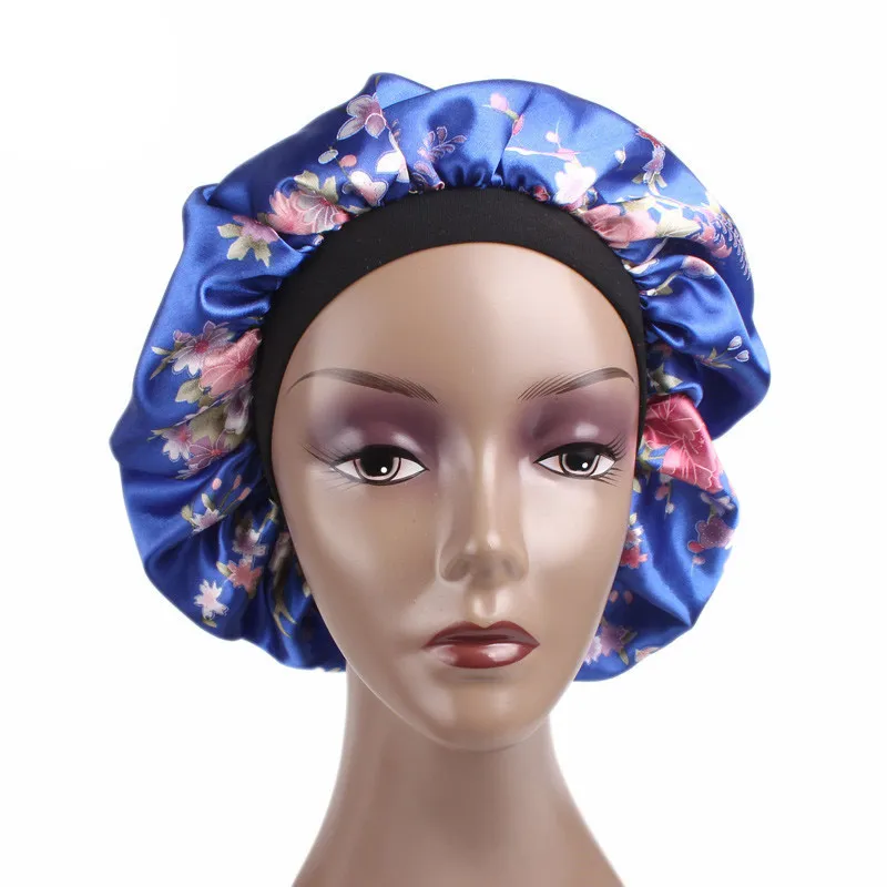 Set Of Wide Breasted Satin Silk Hair Wrap Protection Caps For Sleeping