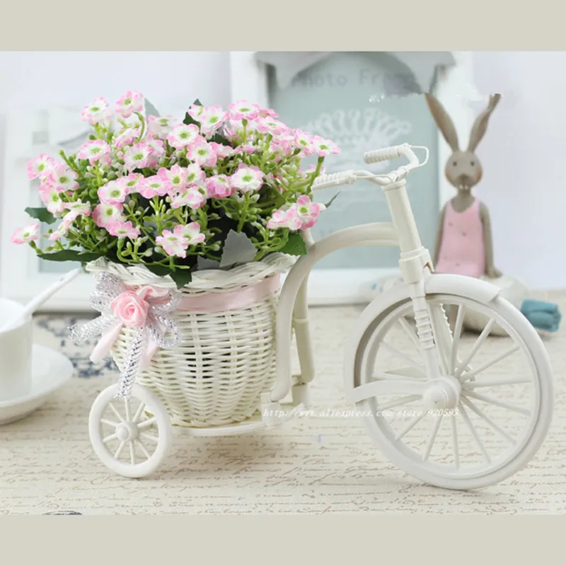 Colorful Silk Rattan Bike Vase With Mini Rose And Daisy Flowers Artificial  Flores Bouquet For Home And Wedding Shabby Chic Decor C19041702 From  Mingjing03, $8.39