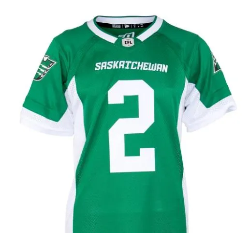 custom 2019 Men Saskatchewan Roughriders DL Micah Johnson #2 real Full embroidery College Jersey or any name or number jersey