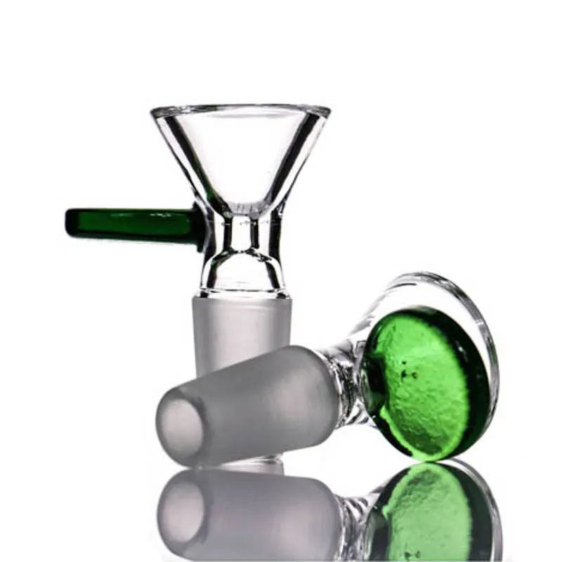 Миски 14 мм 18 мм с ручкой круглой сине -зеленой миски для трава табачные стеклянные бонги масла нефть