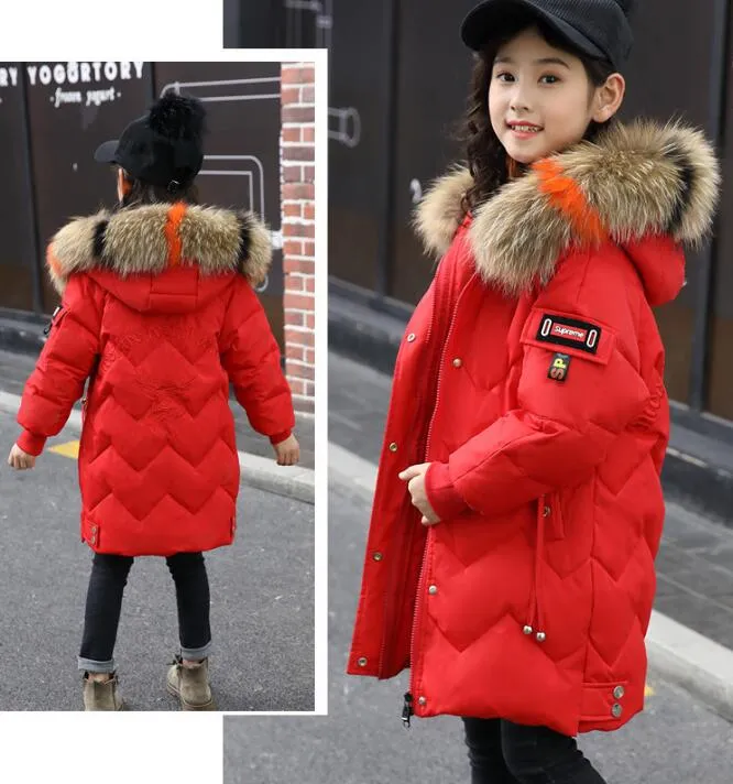 Enfants Filles Manteau Épais Duvet de Canard Parka Hiver Chaud Outwear À Capuche Doudoune