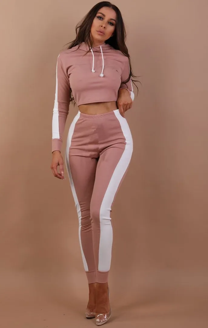 Striped Yoga Set For Women Hooded Crop Top And High Waist Pants Sportswear  Sweatshirt And Pants Legging Jumpsuit From Lqqw103, $14.3