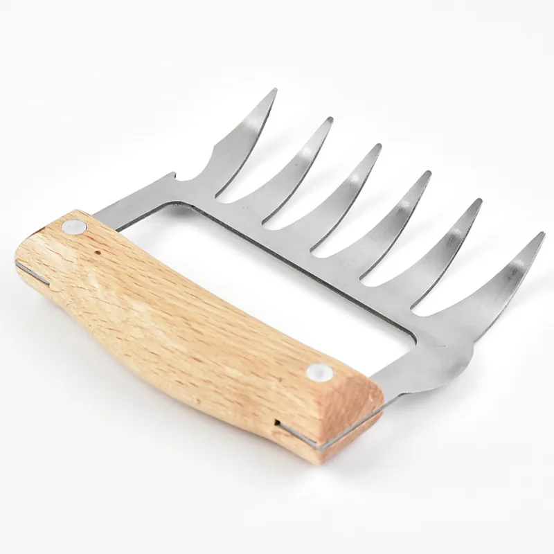 Metal Stainless Steel Forks With Wooden Handle Durable BBQ