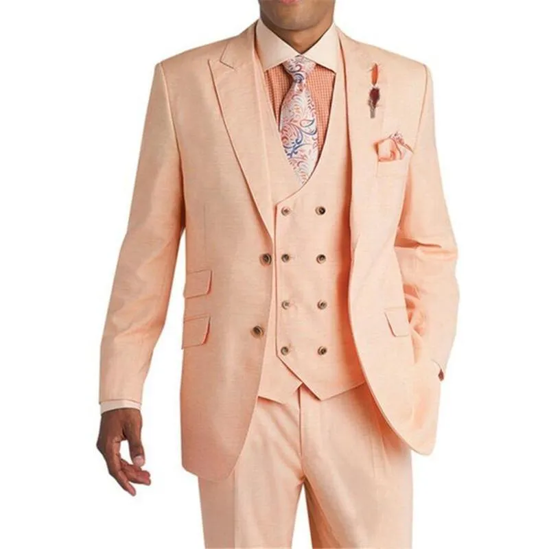 À la mode Deux Boutons Marié Tuxedos Peak Revers Hommes Fête De Mariage Garçons D'honneur 3 pièces Costumes (Veste + Pantalon + Gilet + Cravate) K205