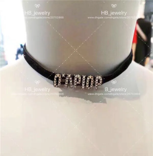 Mode har frimärken hög version brev sammet halsband choker bijoux för dam kvinna party bröllop älskare gåva smycken för brud med låda