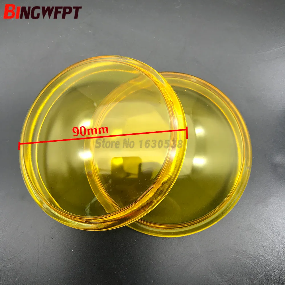 2pcs Round Diameter 90mm Fog Lamps Lights yellow Tempered Glass Anti-fog Glass For Mitsubishi L200 Outlander Grandis Galant Pajero Colt