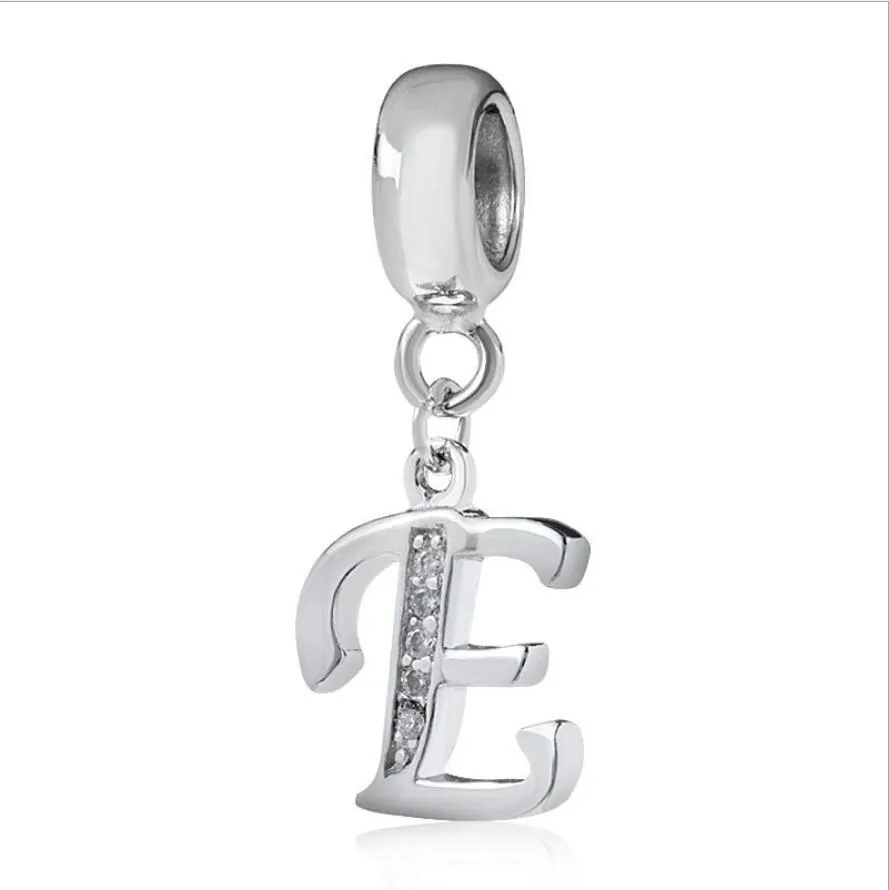 Letter Charms for Pandora Bracelets Necklace Authentic 925 Sterling Silver A-Z Pendant Beads DIY Alphabet Charms for Making Jewelry