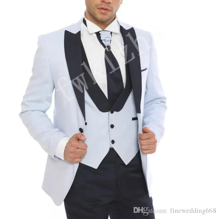 Yeni Bir Düğme Groomsmen Tepe Yaka Düğün Damat smokin Erkekler Suits Düğün / Gelinlik / Akşam Sağdıç Blazer (Ceket + Kravat + Yelek + Pantolon) 1214